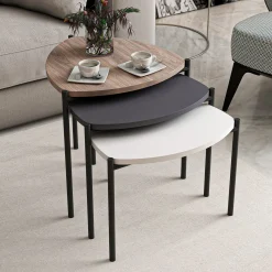 Salontafel Lenny Wit/Antraciet/Walnoot Set van 3