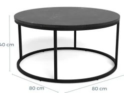 Salontafel Lior Marmer Zwart Ø80cm - Giga Living