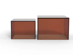 Salontafel Livo Glas Bruin Set van 2 50cm - Giga Living