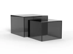 Salontafel Livo Glas Smoke Set van 2 50cm - Giga Living