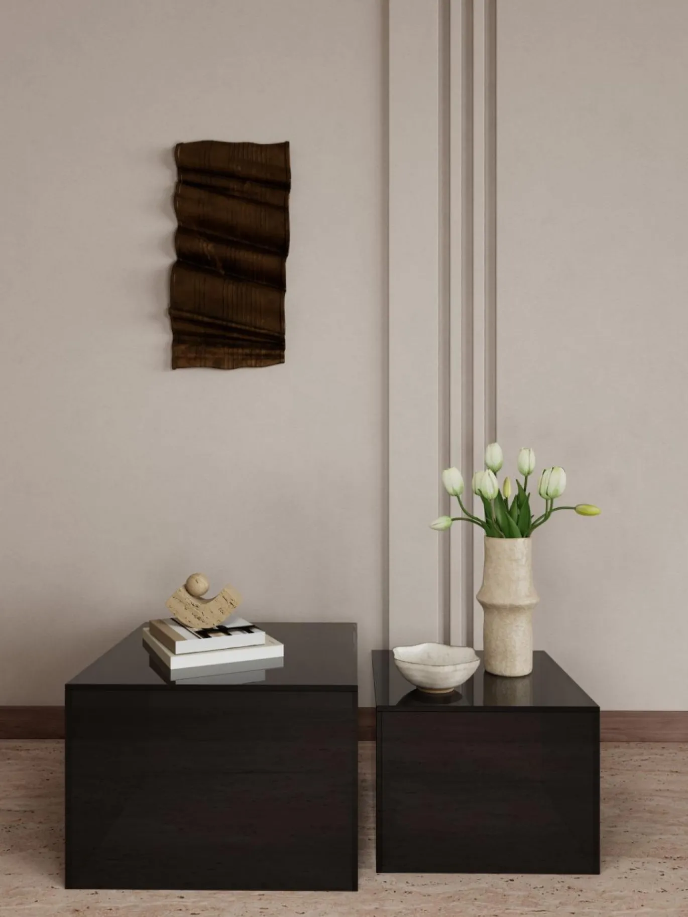 Salontafel Livo Glas Smoke Set van 2 50cm - Giga Living