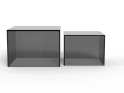 Salontafel Livo Glas Smoke Set van 2 50cm - Giga Living