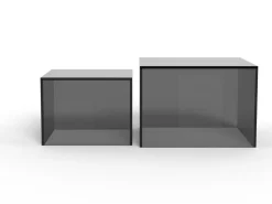 Salontafel Livo Glas Smoke Set van 2 50cm - Giga Living