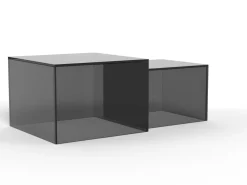 Salontafel Livo Glas Smoke Set van 2 50cm - Giga Living