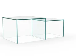 Salontafel Livo Glas Transparant Set van 2 50cm - Giga Living