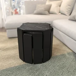 Salontafel Lori Zwart Marmerlook Set van 3