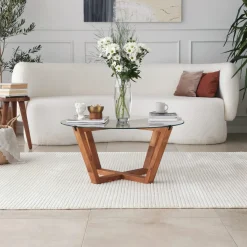 Salontafel Lotus Glas/Naturel Ø75cm