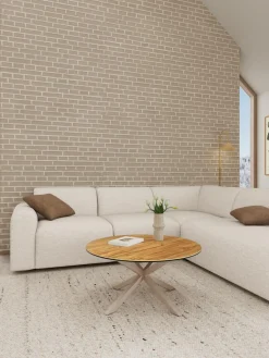 Salontafel Luno Keramiek Wild Eiken Grijs Ø82cm - Giga Living