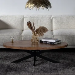 Salontafel Mansour Ovaal Bruin 130cm - Giga Meubel
