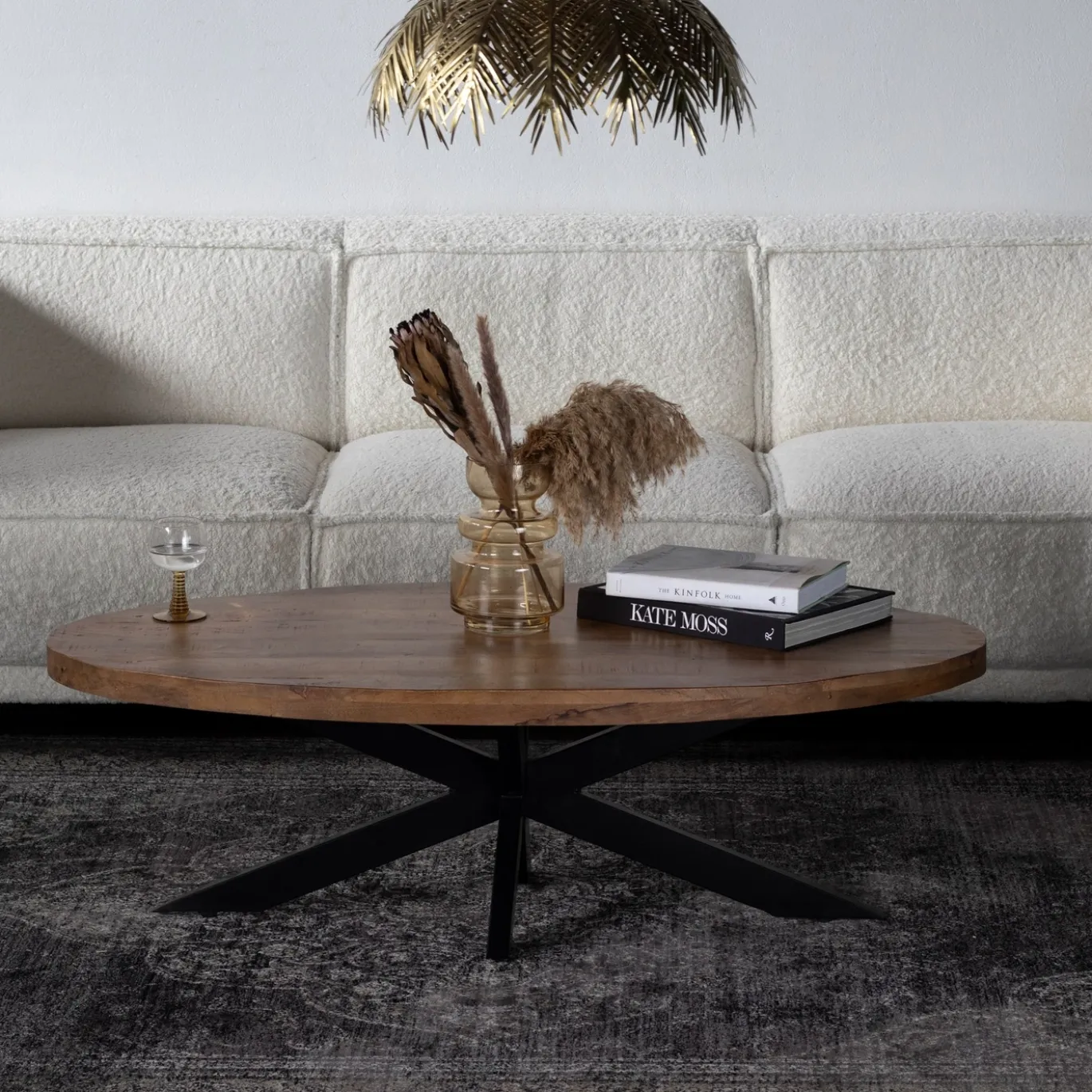 Salontafel Mansour Ovaal Bruin 130cm - Giga Meubel