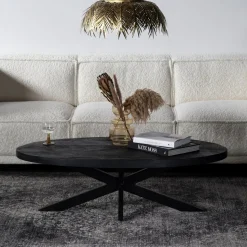 Salontafel Mansour Ovaal Zwart 130cm - Giga Meubel