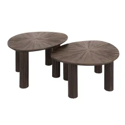 Salontafel Maya Driehoekig Walnoot Set van 2 - Giga Meubel