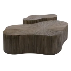 Salontafel Maya Teak XL Shamrock Set Van 2 Massief Teak Walnoot - Giga Meubel