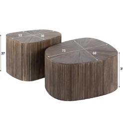 Salontafel Maya XL Vierhoekig Walnoot Set van 2 - Giga Meubel