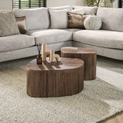 Salontafel Maya XL Vierhoekig Walnoot Set van 2 - Giga Meubel