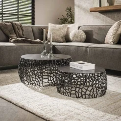 Salontafel Maze Zandgegoten Set Van 2 - Giga Meubel