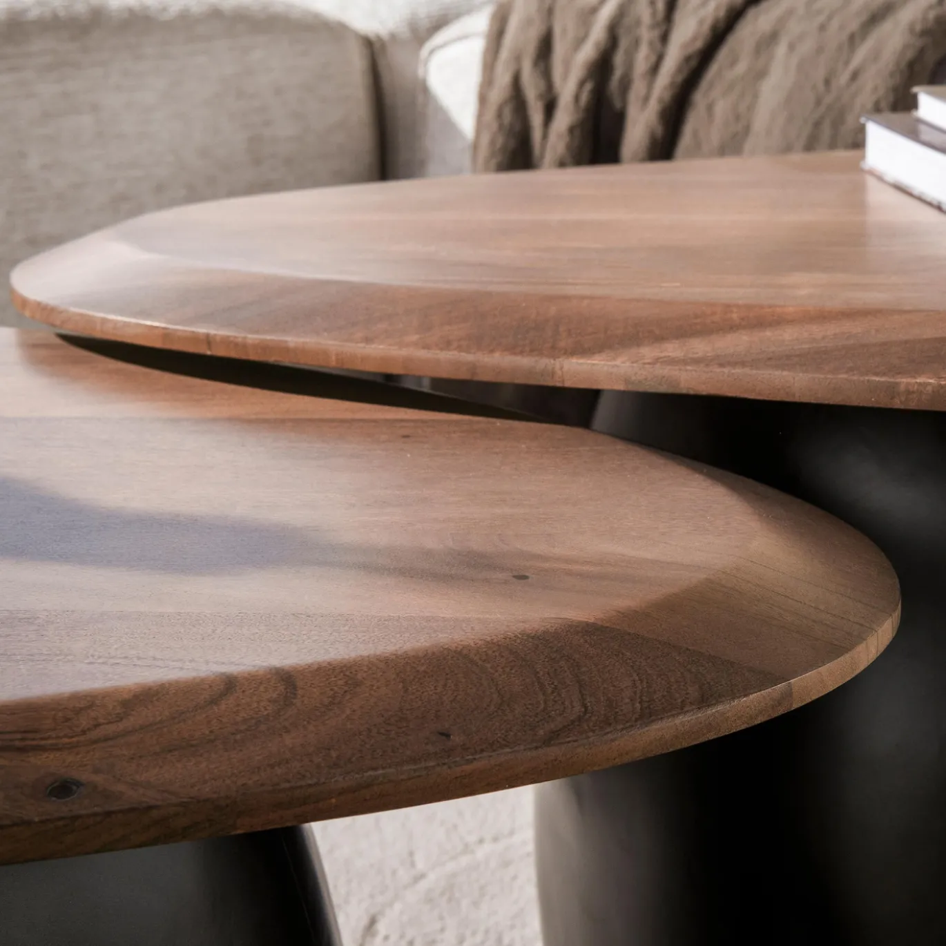 Salontafel Melta Massief Acacia Bruin Set Van 2 - Giga Meubel