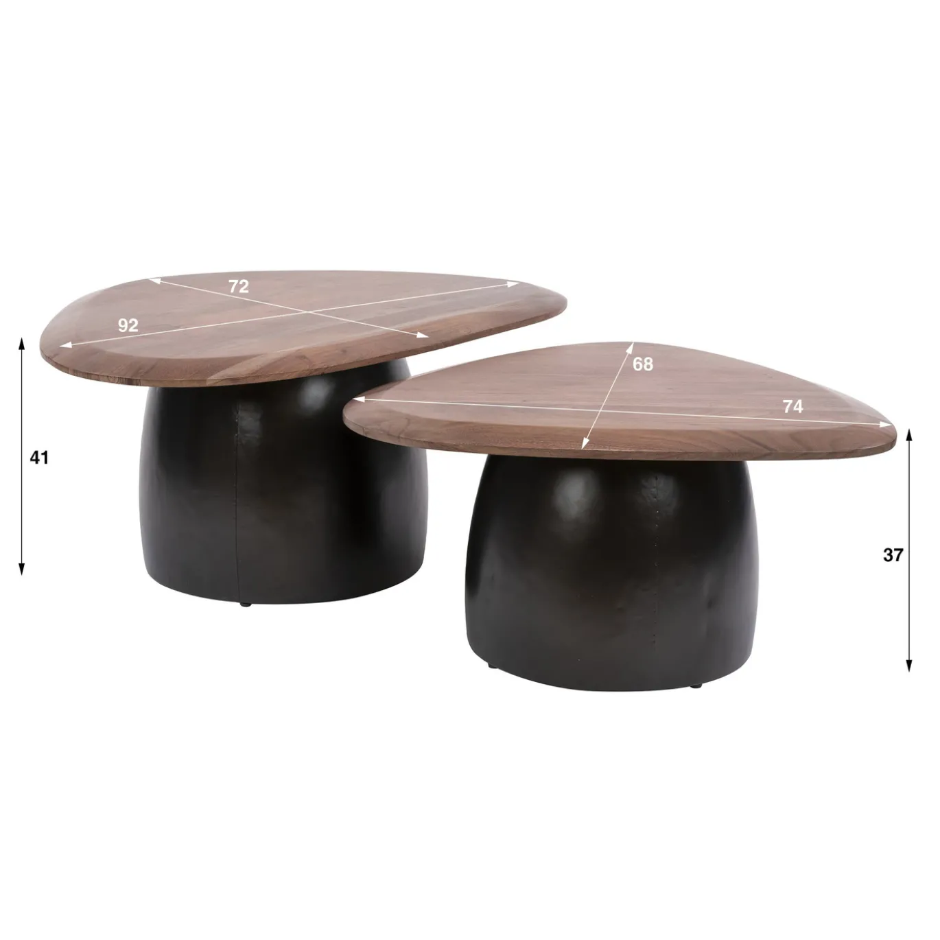 Salontafel Melta Massief Acacia Bruin Set Van 2 - Giga Meubel