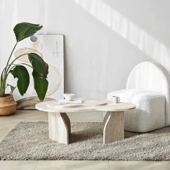 Salontafel Melted Travertinlook 105cm