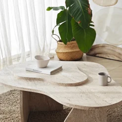 Salontafel Melted Travertinlook 105cm