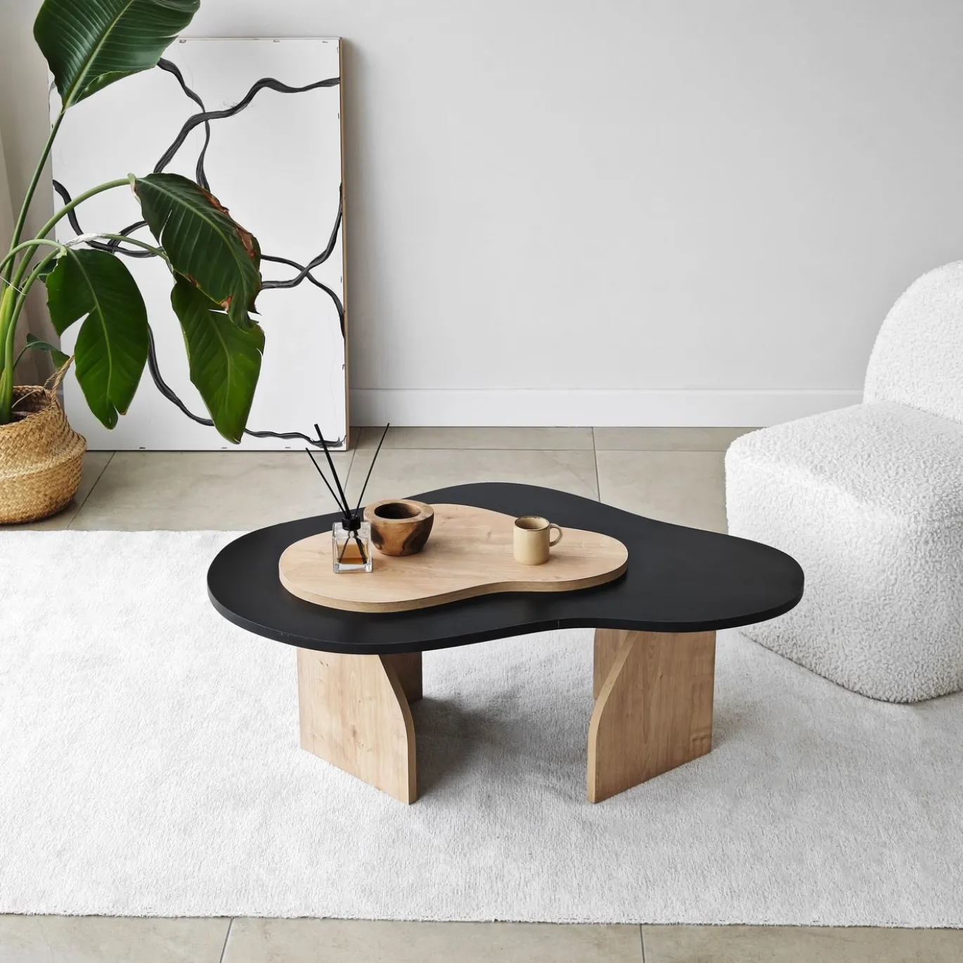 Salontafel Melted Zwart/Naturel 105cm