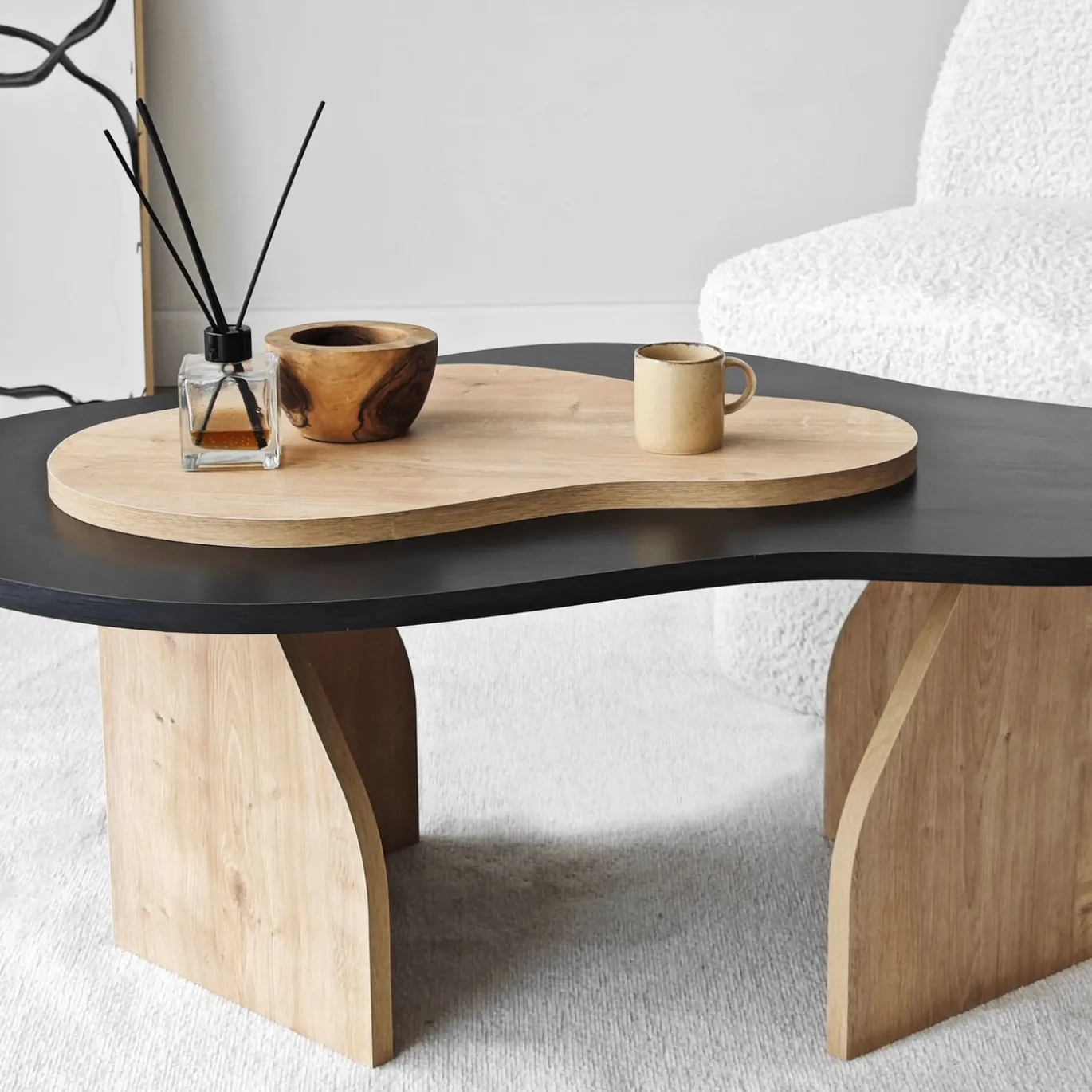 Salontafel Melted Zwart/Naturel 105cm