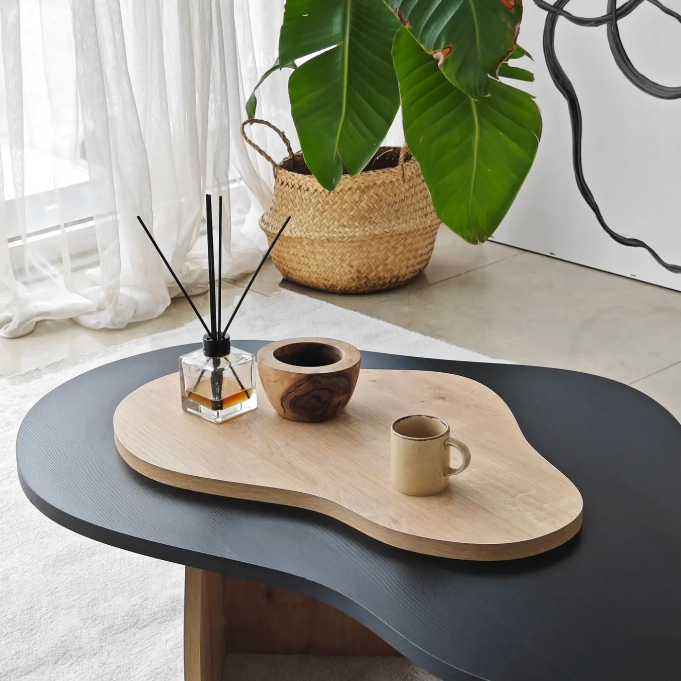 Salontafel Melted Zwart/Naturel 105cm