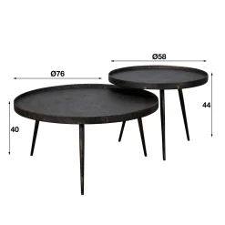 Salontafel Metallic Rond Set Van 2 - Giga Meubel