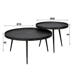 Salontafel Metallic Rond Set Van 2 - Giga Meubel