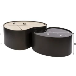 Salontafel Metal Organisch Set Van 2 3d Keramiek Travertin - Giga Meubel