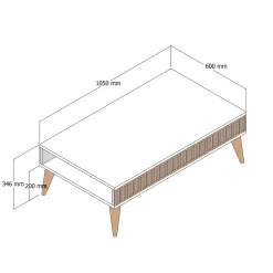 Salontafel Milan Antraciet/Walnoot 105cm