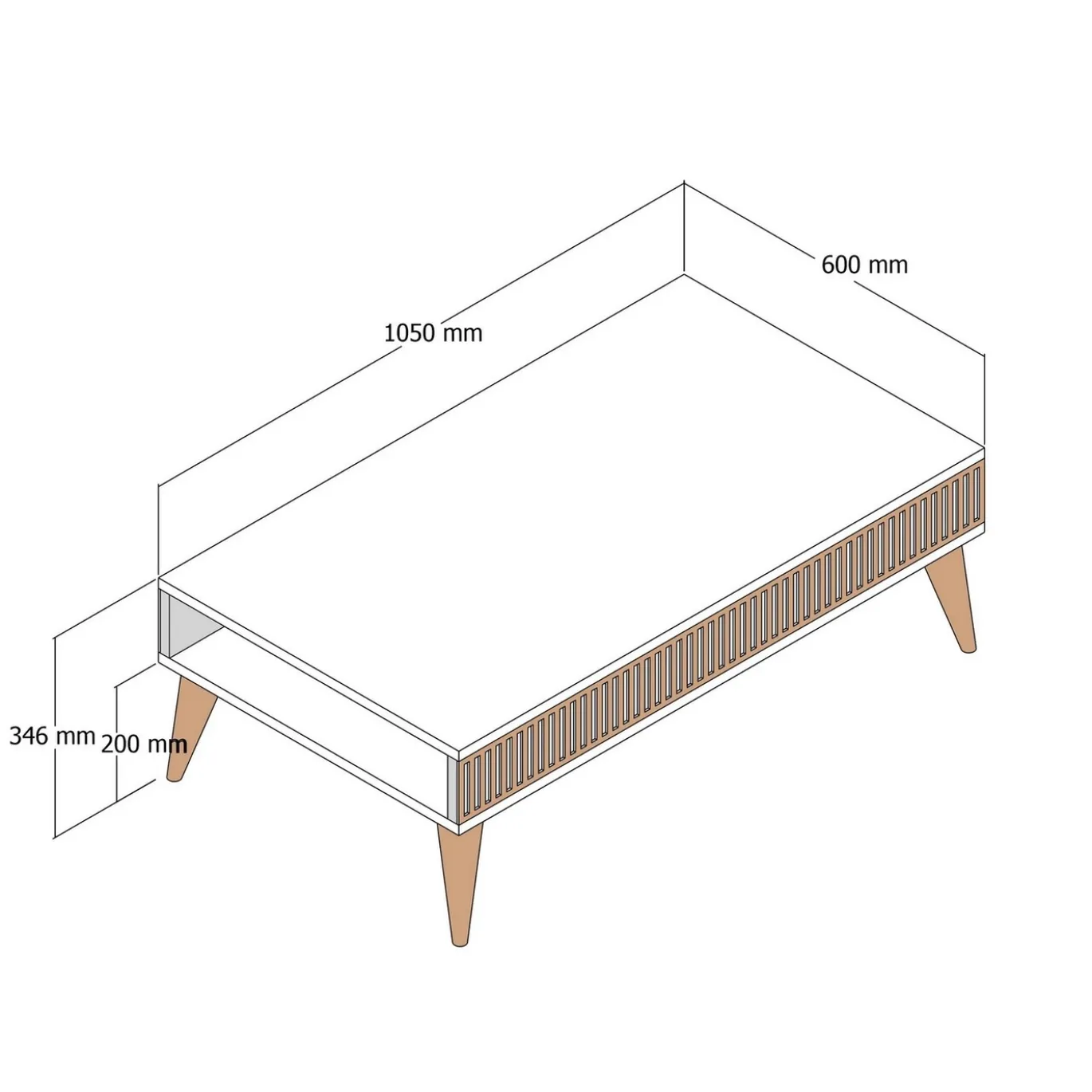 Salontafel Milan Antraciet/Walnoot 105cm