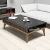 Salontafel Milan Zwart Marmerlook/Walnoot 105cm