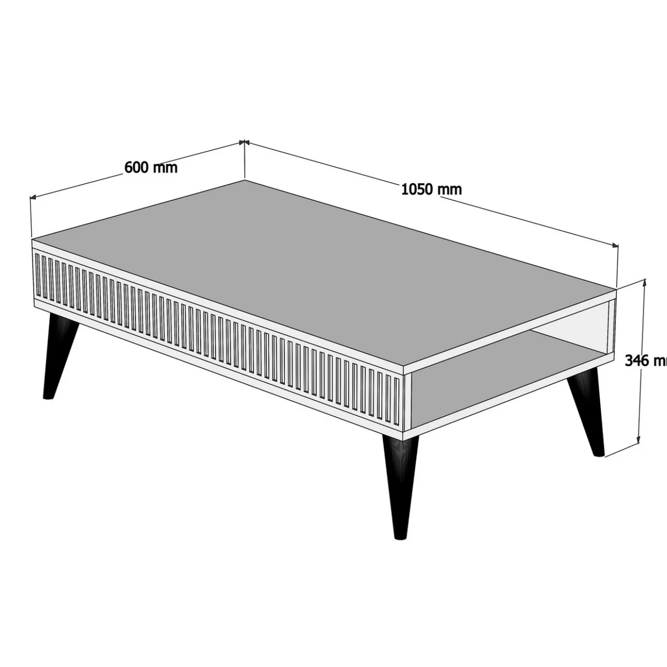 Salontafel Milan Zwart Marmerlook/Walnoot 105cm