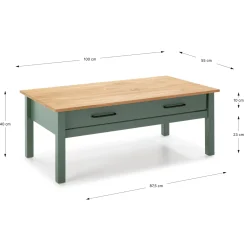 Salontafel Miranda 1dr Groen wax - Giga Meubel
