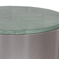 Salontafel Mirex Marmer Groen Zilver Ø45cm - Giga Living