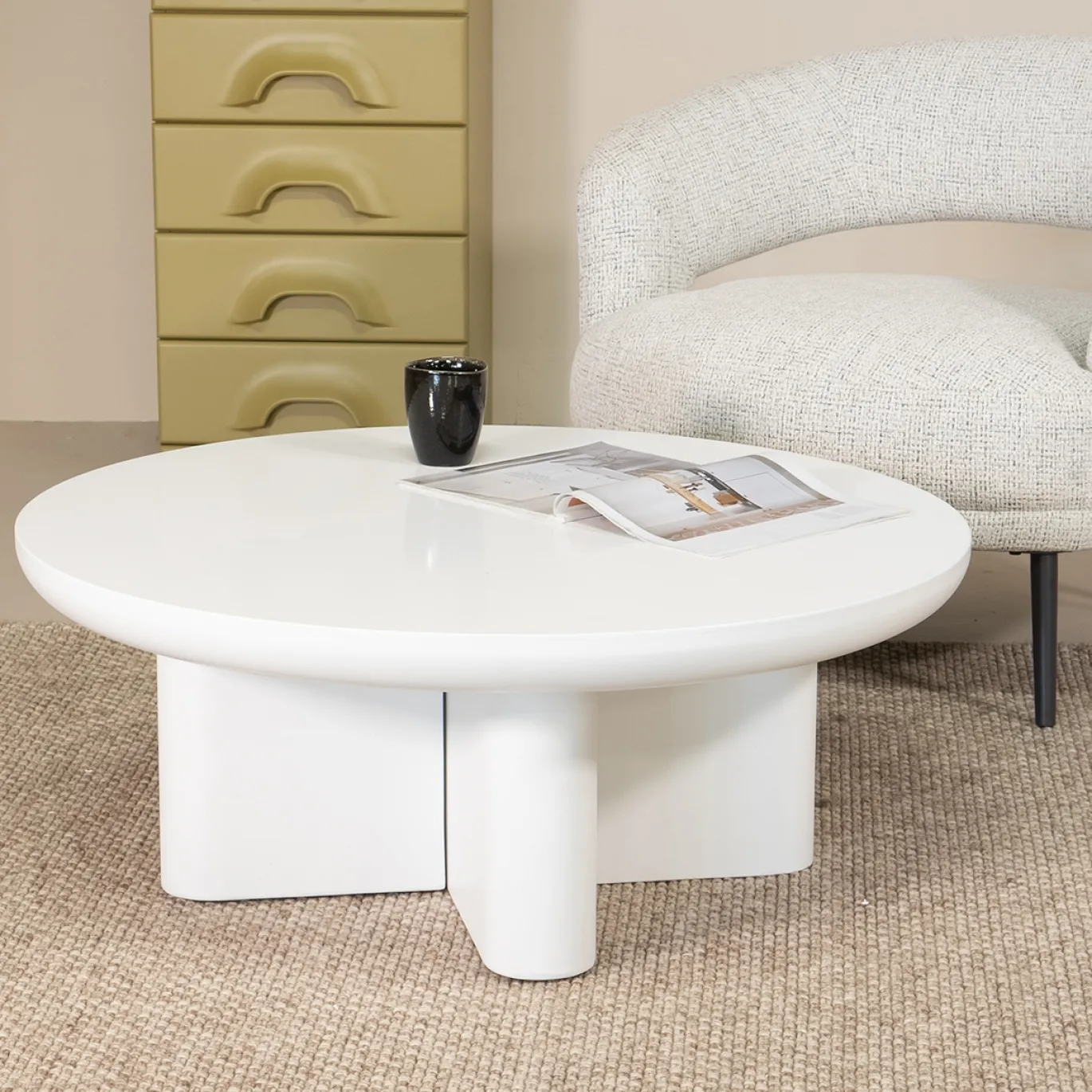 Salontafel Miso Rond Wit 90cm - Giga Meubel