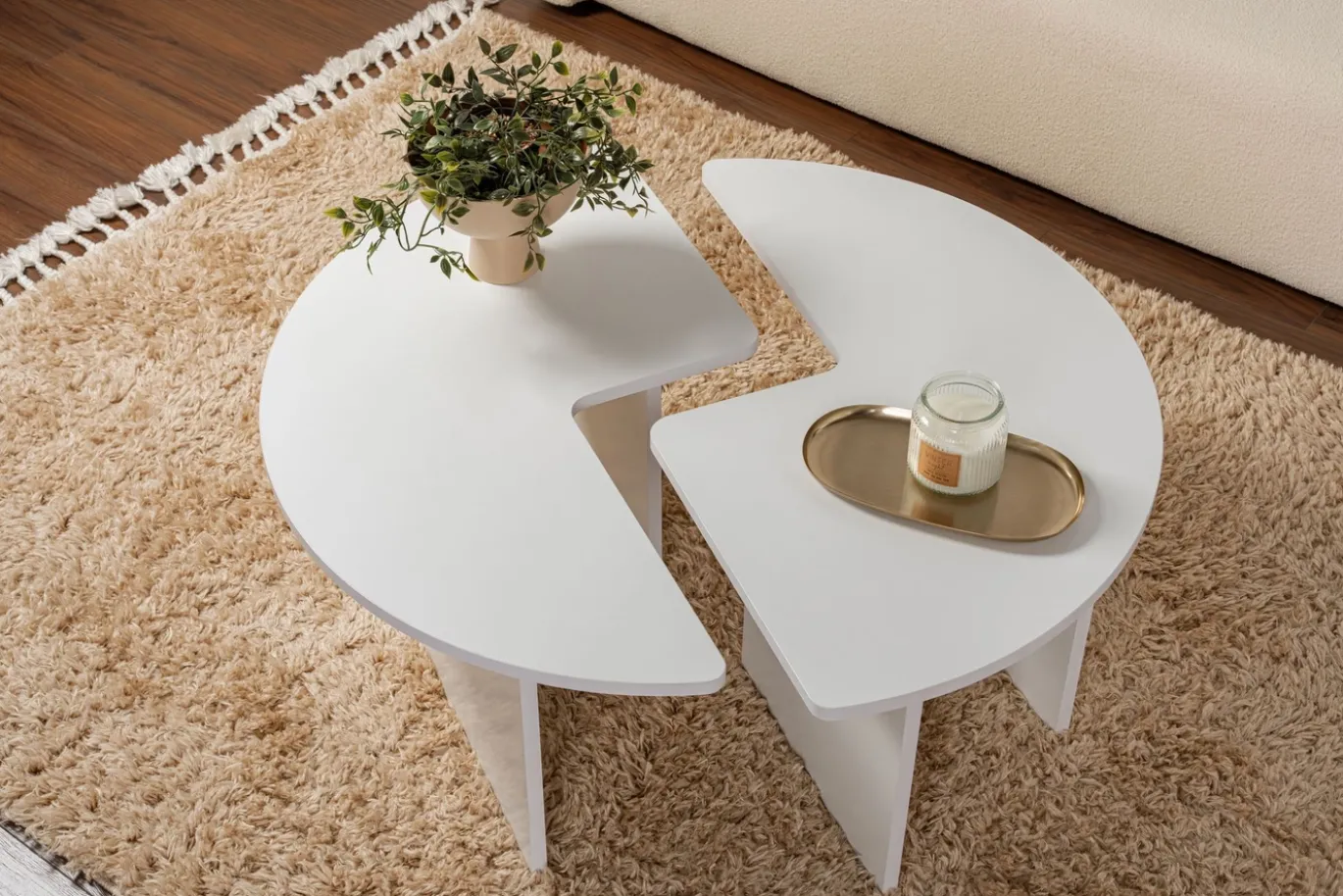 Salontafel Moira Effen Wit Set van 2