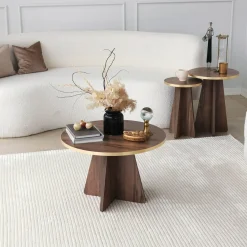 Salontafel Mushroom Walnoot/Goud