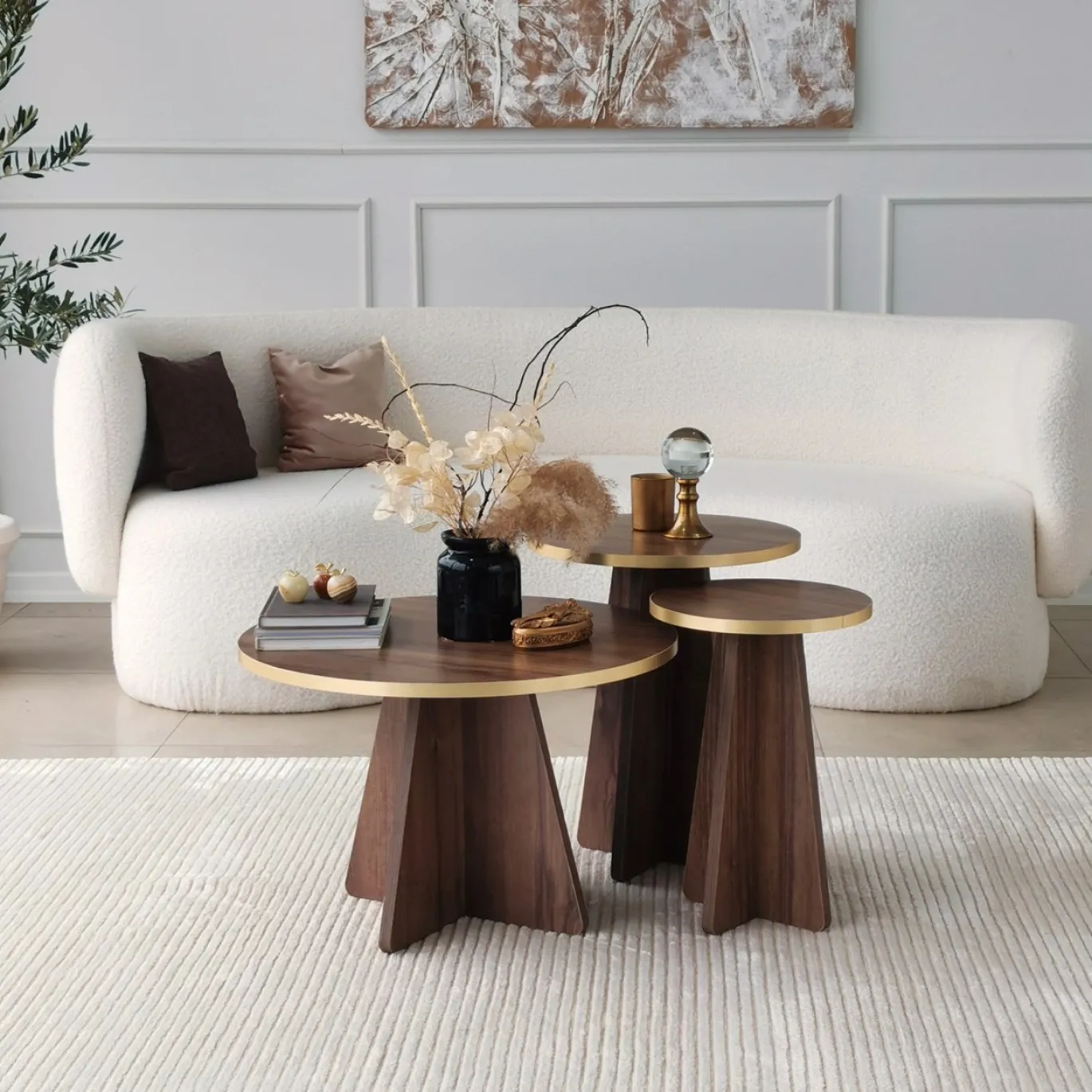 Salontafel Mushroom Walnoot/Goud