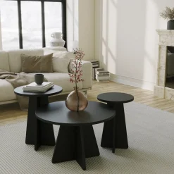 Salontafel Mushroom Zwart Set van 3