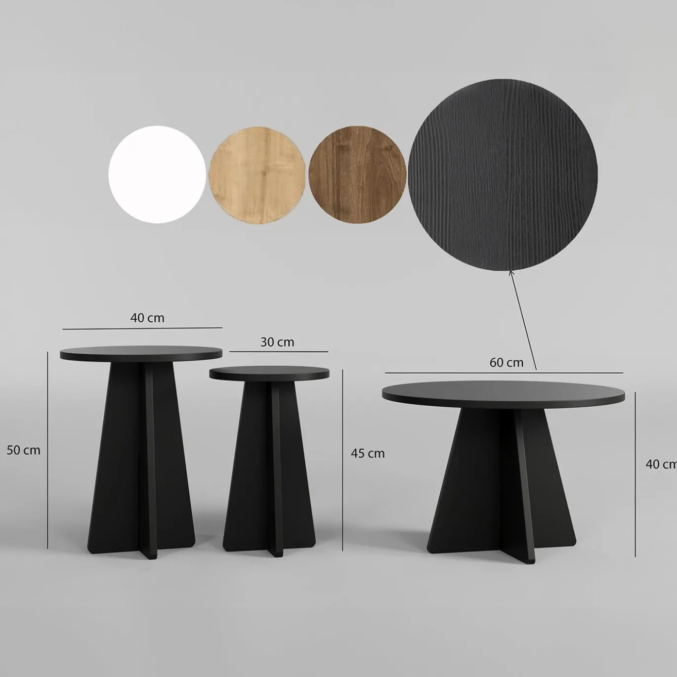 Salontafel Mushroom Zwart Set van 3