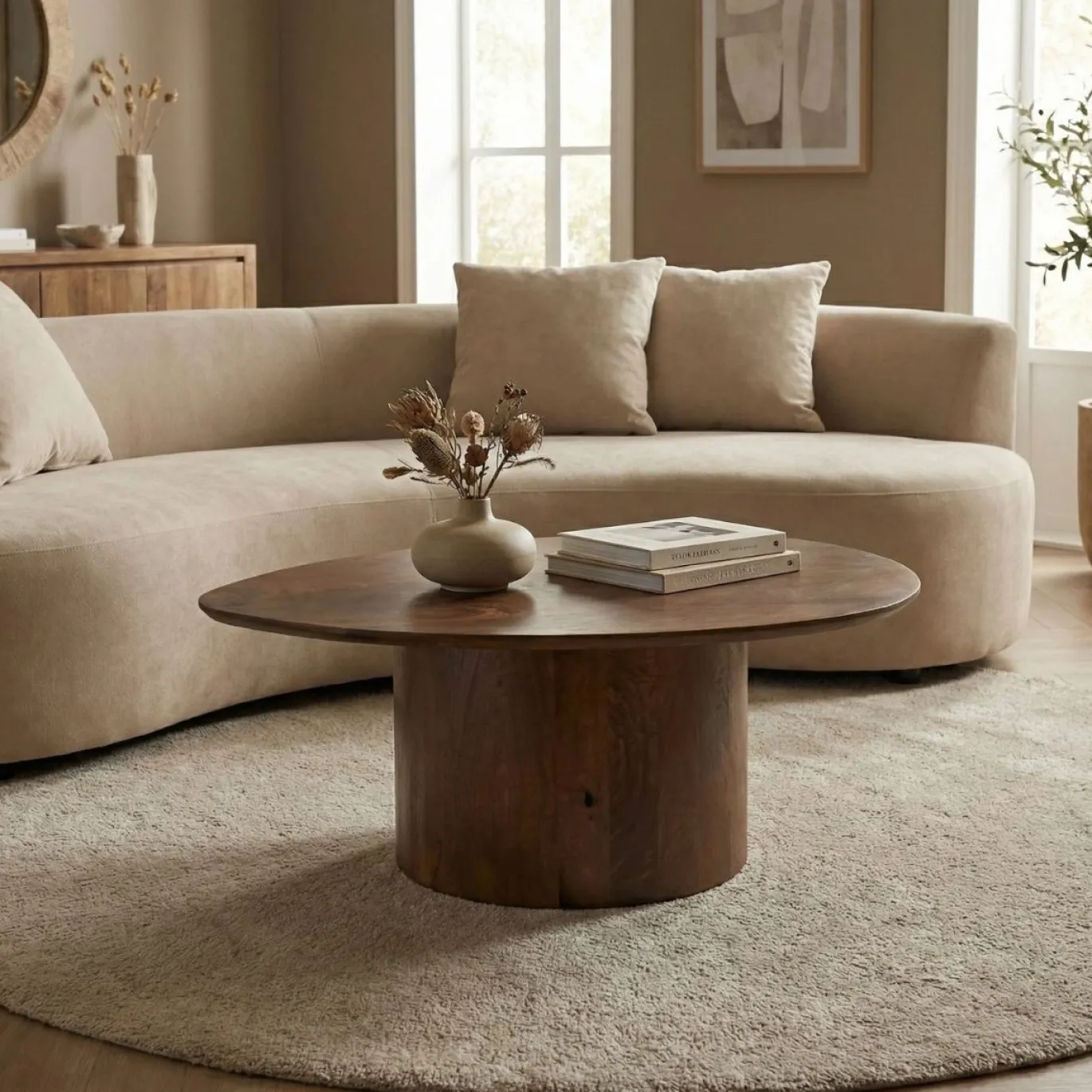Salontafel Nara Walnoot Organisch 80cm - Giga Meubel