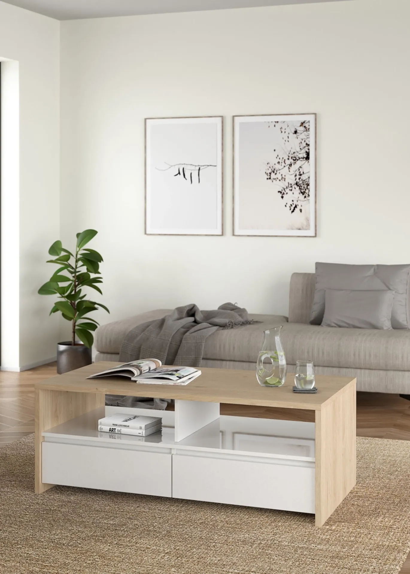 Salontafel Next Jackson Hickory Wit Hoogglans - Giga Living