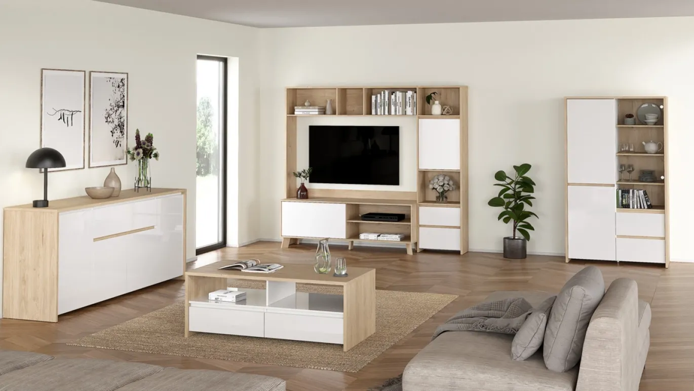Salontafel Next Jackson Hickory Wit Hoogglans - Giga Living