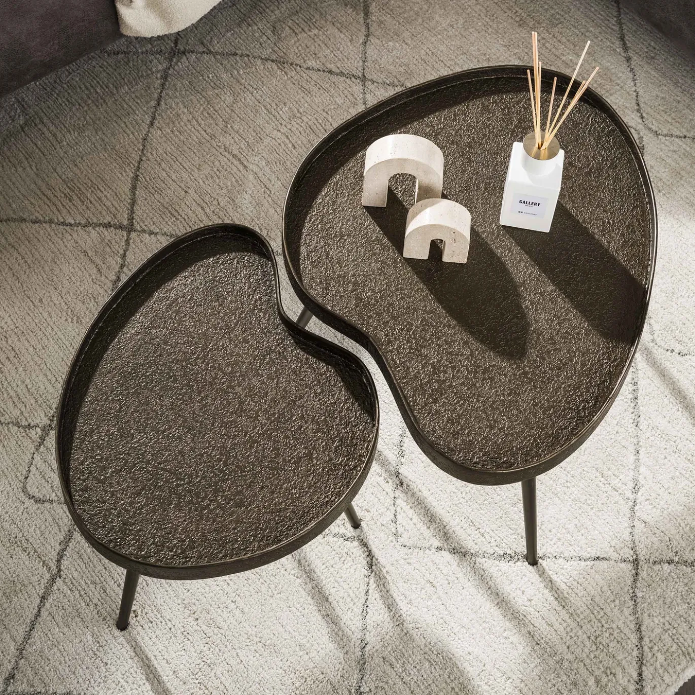 Salontafel Niervormig Set Van 2 Brons Liquid Metal - Giga Meubel