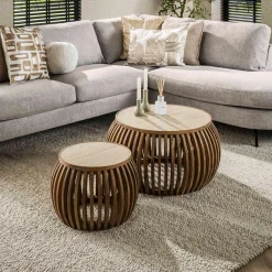 Salontafel Nuovo Curve Travertin Set van 2 - Giga Meubel