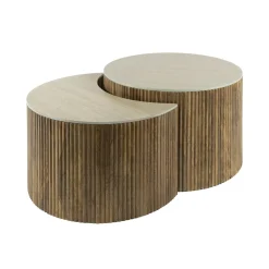 Salontafel Nuovo Halfrond Travertin Set van 2 - Giga Meubel