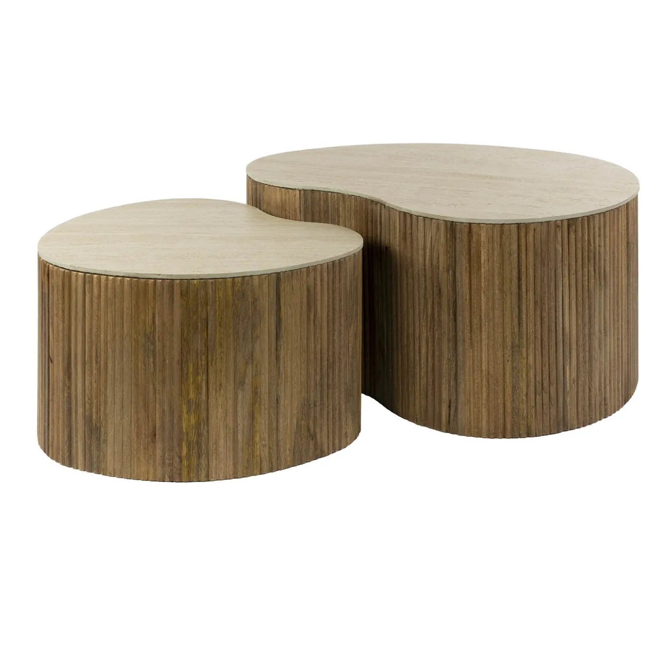 Salontafel Nuovo Niervormig Set van 2 Massief Mango Zand - Giga Meubel