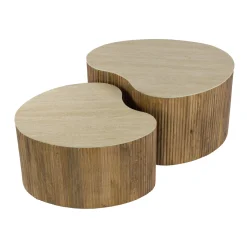 Salontafel Nuovo Niervormig Set van 2 Massief Mango Zand - Giga Meubel